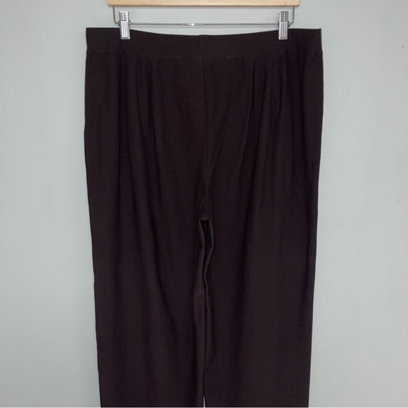 Eileen Fisher Pants Women's Size 1X Dark Brown Wide Leg Flowy Stretch Viscose - Picture 3 of 8